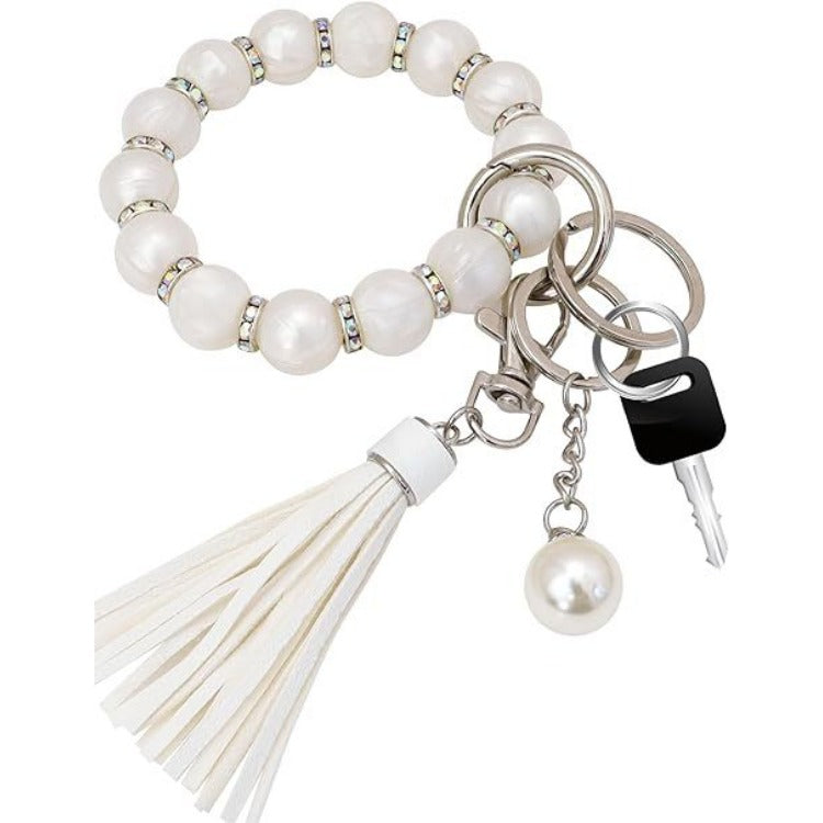 Wholesale Silicone Beaded Tassel Wrist Keychain